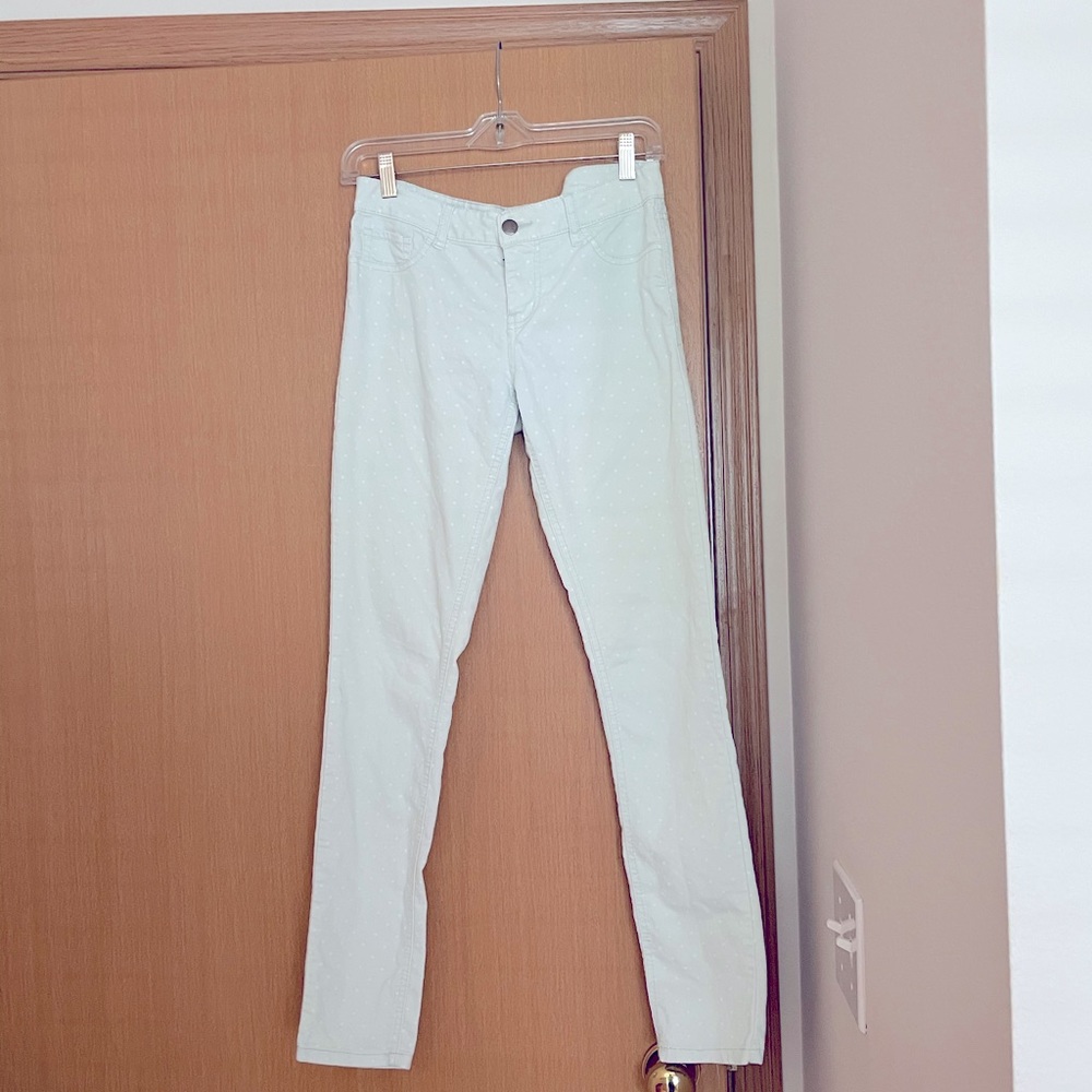 Light Mint Polka Dot Skinny Jeans!